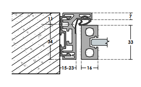 Plan du profilé de la porte en verre battante ANAFI A22